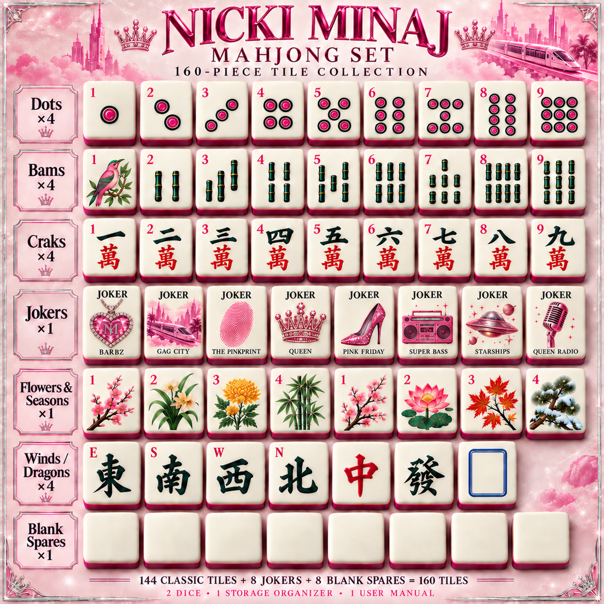 Premium NKM Mahjong Tiles Set PVNA