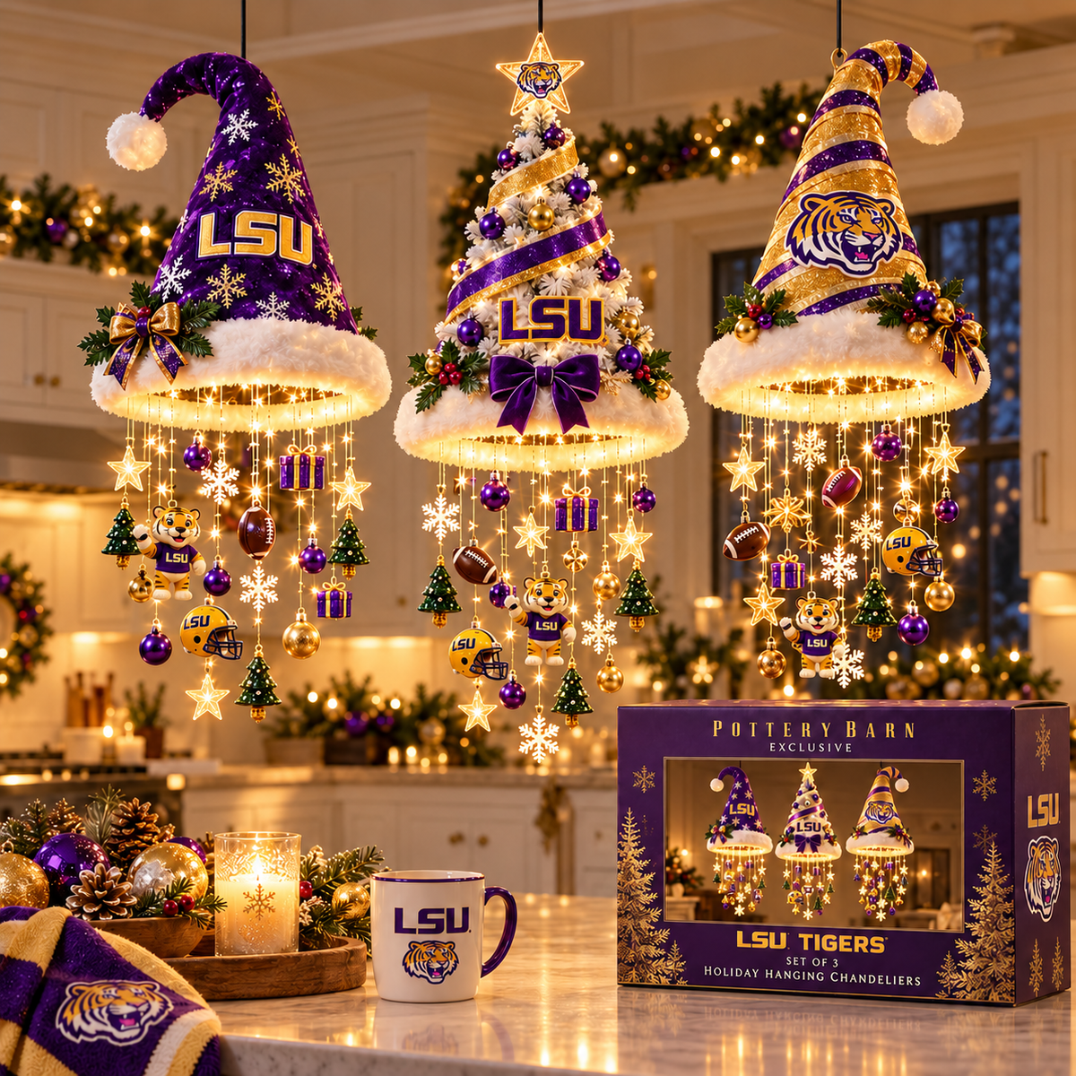 LSU Premium Christmas Hanging Chandelier Set BMD