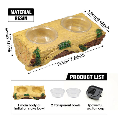 Feeding bowl for reptiles and arboreal animals, can be hung or placed with suction cups, suitable for lizards, geckos, and snake